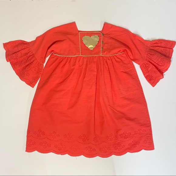 Chandamama Kids Bohemian Coral Red Dress - Picture 1 of 7